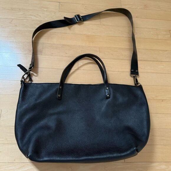 Calma 11600 Leather Goods Made in Spain Convertible Shoulder Bag Black Pebble - Picture 10 of 16